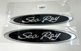 B0c9m7ylck Sea Ray Boat Emblem Stickers Chrome/black 2 Pieces ...new