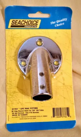 37761 Seachoice Sea Choice Rail Fitting Cpz #37761 New Round Base 7/8 Inch Od Tube 30 Degrees Ss Mip 37761 Seachoice Sea Choice Rail Fitting Cpz #37761 New Round Base 7/8 Inch Od Tube 30 Degrees Ss Mip