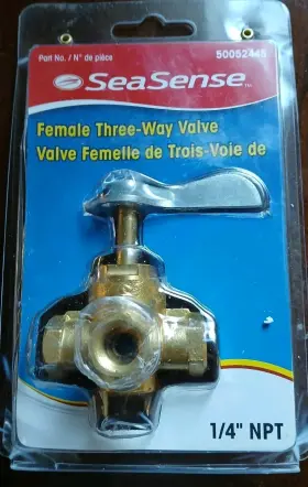 50052445 Seasense 1/4 Inch Npt Female Threaded Ports 3 Way Fuel Valve Pre-owned/like New