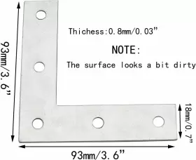 Sipery 610895310100 Flat Corner Braces 4inch 20pcs Repair Mending Bracket Plate L Silver #2