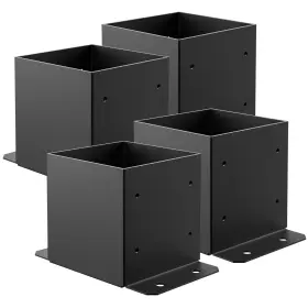 Spaceeup 765133220908 6x6 Post Base 4 Pcs Inner Size 5.6 Inch X5.6 Deck Black