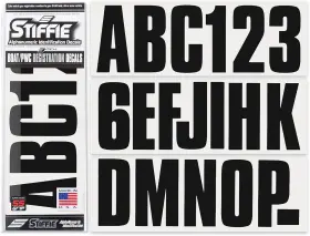 Ul11-ss Stiffie Uniline Black 3 Inch Super Sticky Boat And Pwc Registration Decals