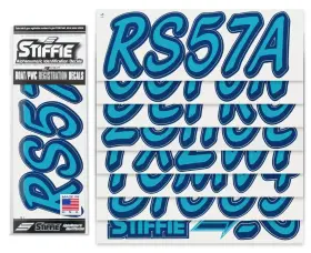 Wls36 Stiffie Whipline Solid Skyblue Navy Boat Number Decal Registration Sticker