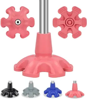 00000101 Supregear Cane Tip - Self Standing 6 Prong Support Rubber Base 3/4 Inch Pink