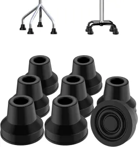 Supregear 843798191747 8pcs Quad Cane Tip Non-slip Rubber 1/2 Inch Black