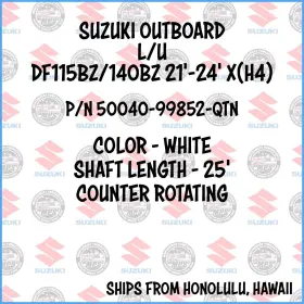 50040-99852-qtn Suzuki Outboard Oem Lower Unit Df115bz/140bz 21ft-24ft X H4 P/n