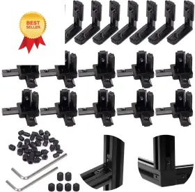 A-317 Tchrules 20pcs 2020 Aluminum Extrusion Connectors 3-way End For Series C Black