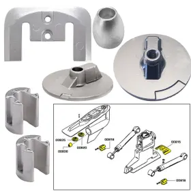 Tecnoseal 059617819415 Anode Kit With Hardware - Mercury Bravo 3 2004-present Magnesium