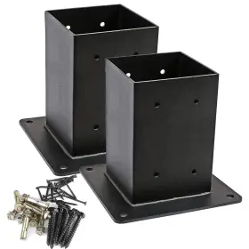 Tg-pb002-01 Tegrafia 4x4 Post Base Bracket Set Of 2 Inner Size 3.6 X3.6 Inch Heavy Black