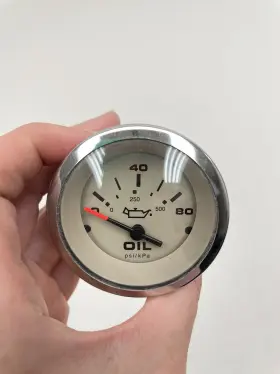 58403 Teleflex Oil Pressure Gauge Tan Face / Silver Bezel 2 Inch Marine Boat