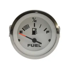 59655 Teleflex Lido 2 Inch Silver Bezel Fuel Gauge Marine Boat