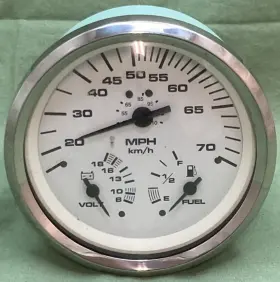 780886pmfb Teleflex Instrument Gauge Voltage Fuel Speed Flush Mount Chrome Trim