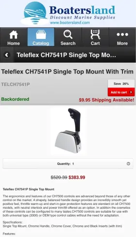 Ch7541p Teleflex Single Top Mount With Trim Binnacle