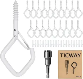 Sh001 Ticway 20 Pcs Q-hanger Hooks For String Lights Ceiling Hanging White