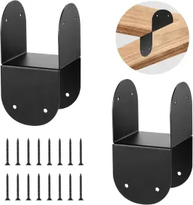 554402 Tobeelec 2 Pcs Black Caps Tie Bracket For 4x4 Post 14 Gauge Base Steel