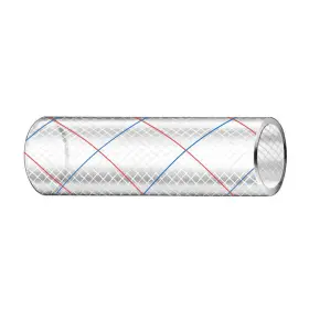 162-0386 Trident Marine 3/8 Inch X 50ft Reinforced Pvc Hose Clear With Red Blue Tracer