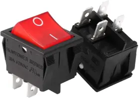 16121900 Uxcell Ac 20a/125v 22a/250v Dpst 4 Pins 2 Positions I/o Red Light 1pcs