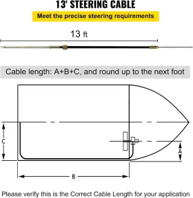 Vevor 739210244309 Boat Steering System Outboard Kit 13ft Cable Black #3