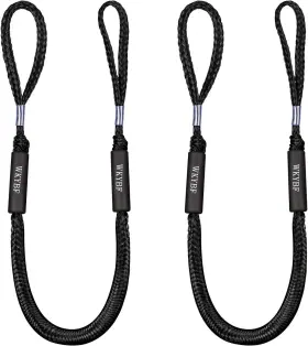 Wkybf 748497391231 2 Pack Bungee Dock Line Mooring Rope For 4 Feet Stretches To 5.5 Black