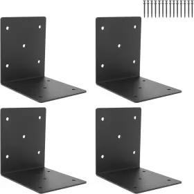 Zj-6605 Xzwmy 4 Pcs Heavy Duty Steel Corner Brackets 6 Inch X6 X5 L Right Angle Black