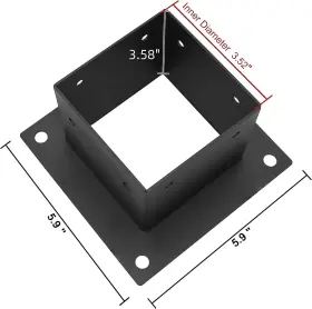 Mzj-01 Zlinke 6 Pcs Metal 4 Post Base Brackets Inner Size Pack Black 6pcs #2