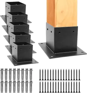 Mzj-01 Zlinke 6 Pcs Metal 4 Post Base Brackets Inner Size Pack Black 6pcs