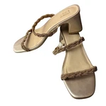 Crown & Ivy Tayven Heeled Sandals Women's 7 Braided Double Strap Champagne Jewel. Fixed Price $19.99.