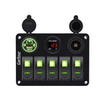 Green 5 Gang Waterproof Boat Switch Panel Marine Rocker With 12V Voltm.... Fixed Price $41.73.