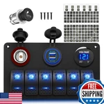 Rvboatpat 6 Gang Marine Switch Panel 12V Waterproof Rocker Blue Led Usb Voltmete. Fixed Price $53.68.