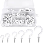 Romeda 90 Pcs White Ceiling Hooks Kit, 6 Sizes Vinyl Coated Screw-in. Fixed Price $11.16.