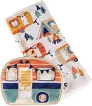 2-PIECE Kitchen Towel & Potholder Set With Unique Rv Camping Print, Machine Wash. Fixed Price $28.99.