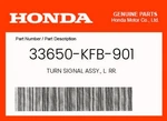 Honda Genuine Turn Signal Assy., L. Rr. 33650-KFB-901. Fixed Price $72.80.