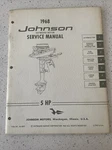 Johnson Outboard Service Manual 1968 5HP JM-6803. Fixed Price $11.99.