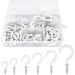 Romeda 90 Pcs White Ceiling Hooks Kit, 6 Sizes Vinyl Coated Screw-in Plant, Kitc. Fixed Price $10.29.