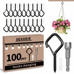 100 Pcs Black Eye Screw Hooks For Hanging Heavy Duty With Safety Buckle.metal.... Fixed Price $48.52.