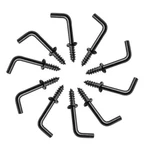 Biaungdo 100 Pack Hooks Screw In Small Shaped Right 1/2" Black. Fixed Price $11.12.