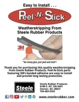Steele Rubber Products For W/s Sponge Double Bulb 1/2X19/16 30FT. Fixed Price $273.64.