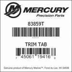 Mercury Quicksilver Trim Tab Part # 83859T. Fixed Price $57.00.