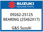 Suzuki Oem Part 09262-25125 Bearing, Lh (25X62X17). Fixed Price $64.24.