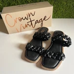 Crown Vintage Oleya Leather Double Braided Strap Sandals 8.5 Black With Box. Fixed Price $24.00.