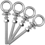Zyuarom Pack Stainless Steel Eye Bolts With Nuts, M10X102MM (3/8"X4"). Fixed Price $31.99.