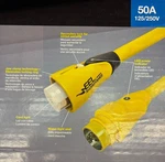 50A-125/250 50' Power Cord Eel By Marinco Plus Two Adapters. Fixed Price $350.00.