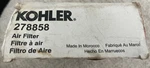 Kohler 278858 Air Filter. Fixed Price $20.00.