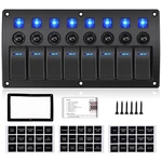 Toggle Panel 8 Gang Waterproof Rocker Switches 12V/24V On-off Blue Led.... Fixed Price $49.35.