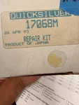 New Oem 0820 Mercury Quicksilver Carburetor Repair Kit 17068M. Fixed Price $100.00.
